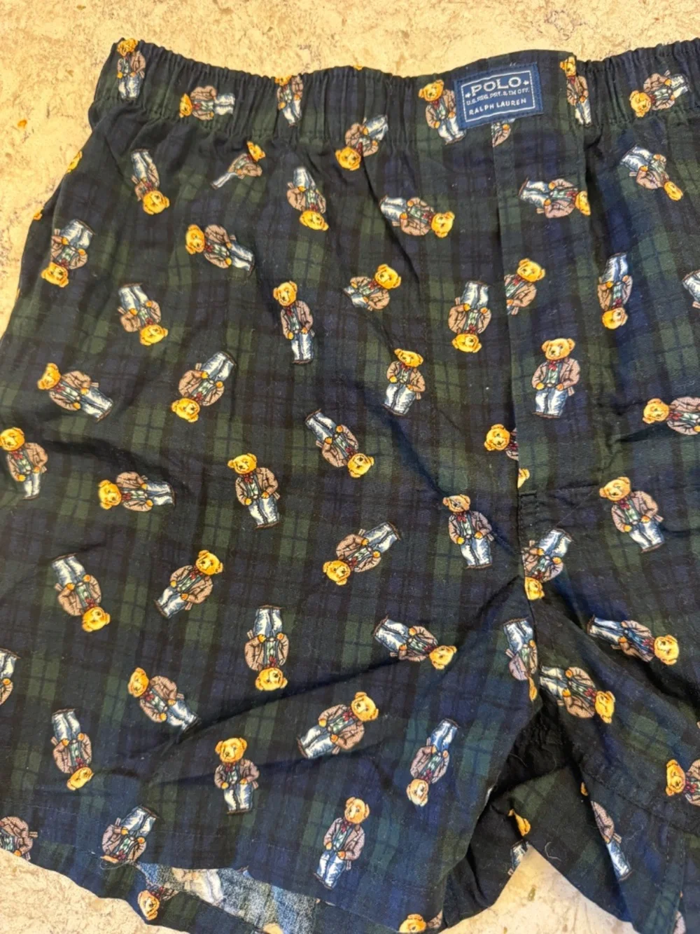 Vintage Men's Polo by Ralph Lauren Medium Plaid Boxer Shorts with Teddy Bears
